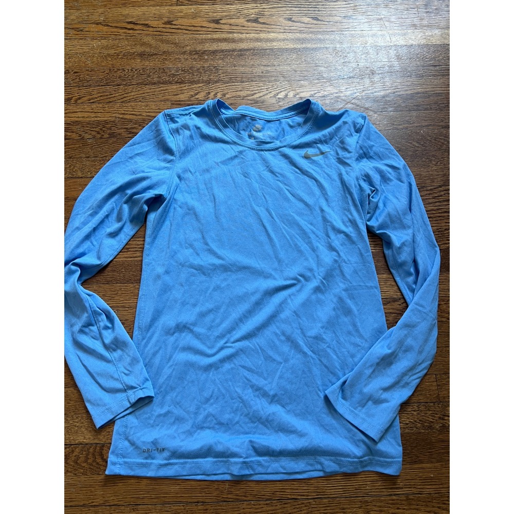 Nike Dri-FIT Women Long Sleeve Performance T-Shirt Blue Small Crew Neck Running